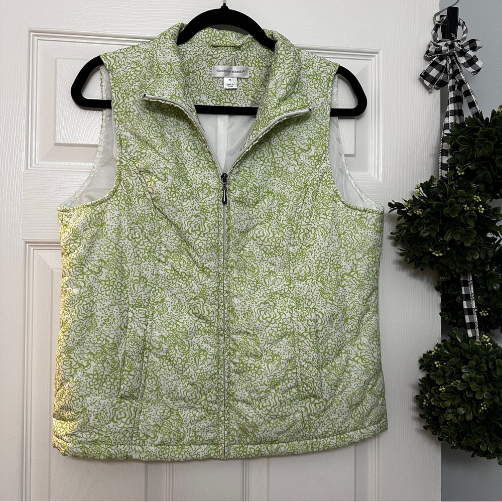Christopher & Banks Light Green Floral Vest